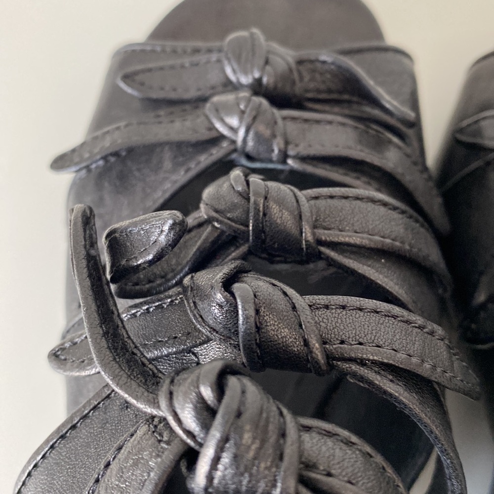 Rick Owens Spring 2011 leather knotted wedge mules sandals size 36 - Picture 9 of 17